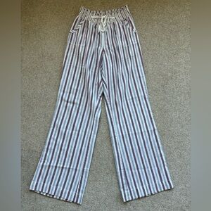 Ci Sono by Cavalini Striped Linen Blend Wide Leg Pants